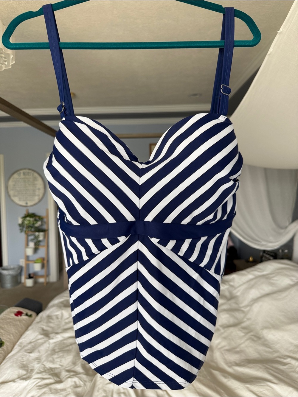 VENUS Navy and White Striped Tank One-Piece Bikini
